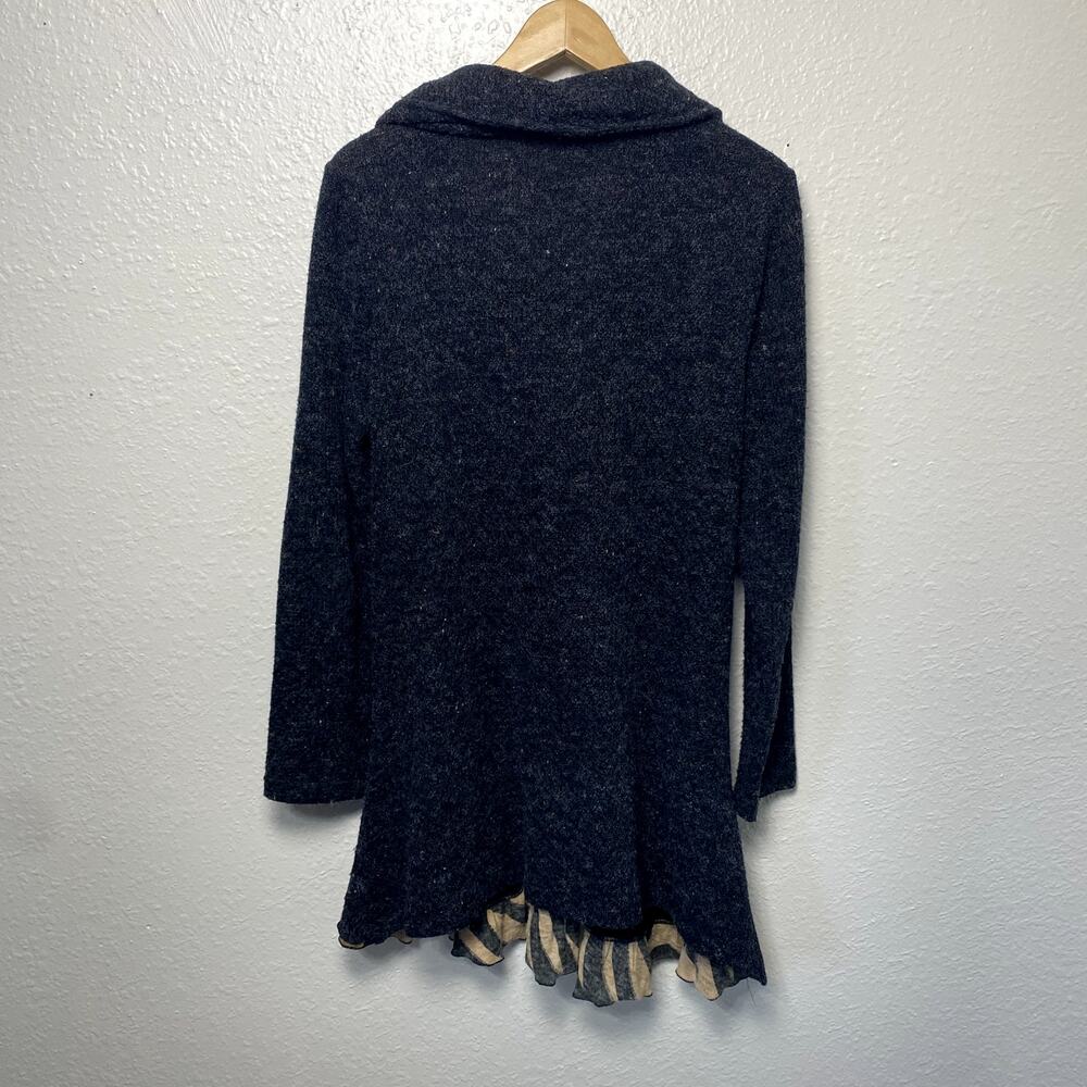 Vtg Y2K Fleur De Lis Avant Garde Grunge Ruffle Whimsigoth Boho Sweater Jacket M - Picture 12 of 16
